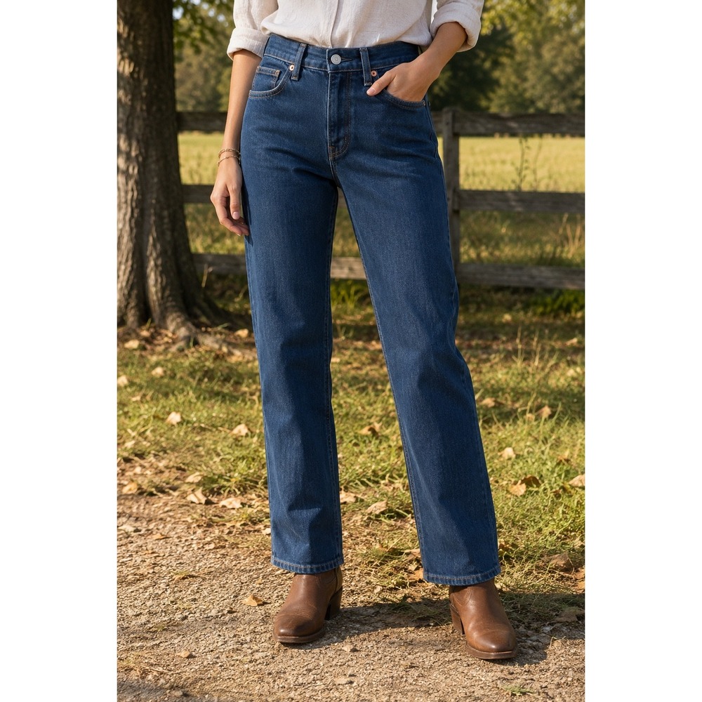 Reformation Jax Stretch High Rise Straight Jeans Seneca Dark Wash Denim 24 NEW